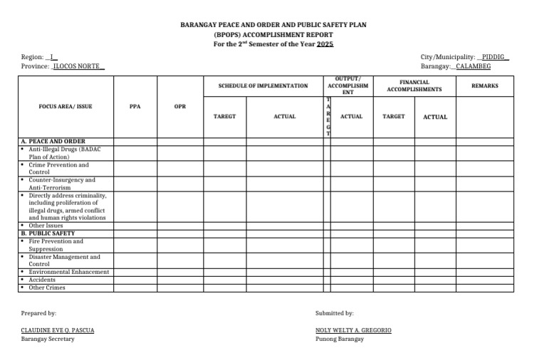 BPOC Accomplishment Report | PDF
