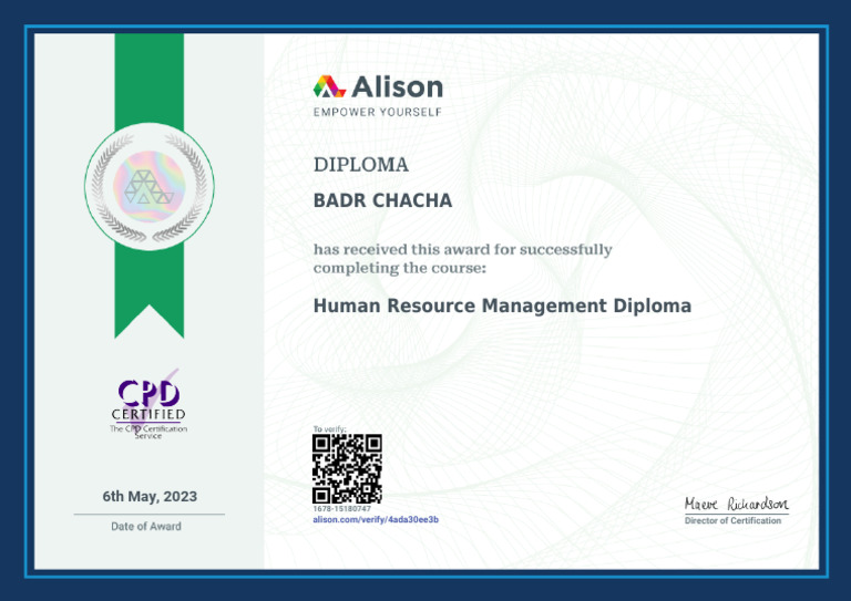 Alison Certificate Human Resource Management Diploma | PDF