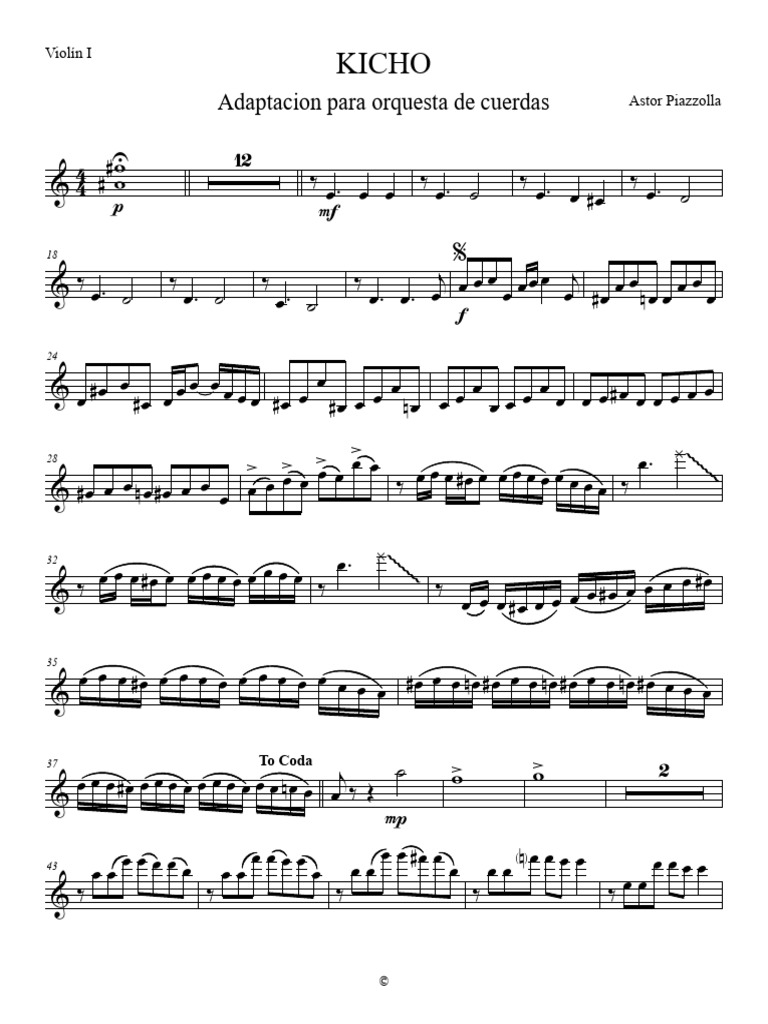 KICHO - Astor Piazolla - Violín I | PDF