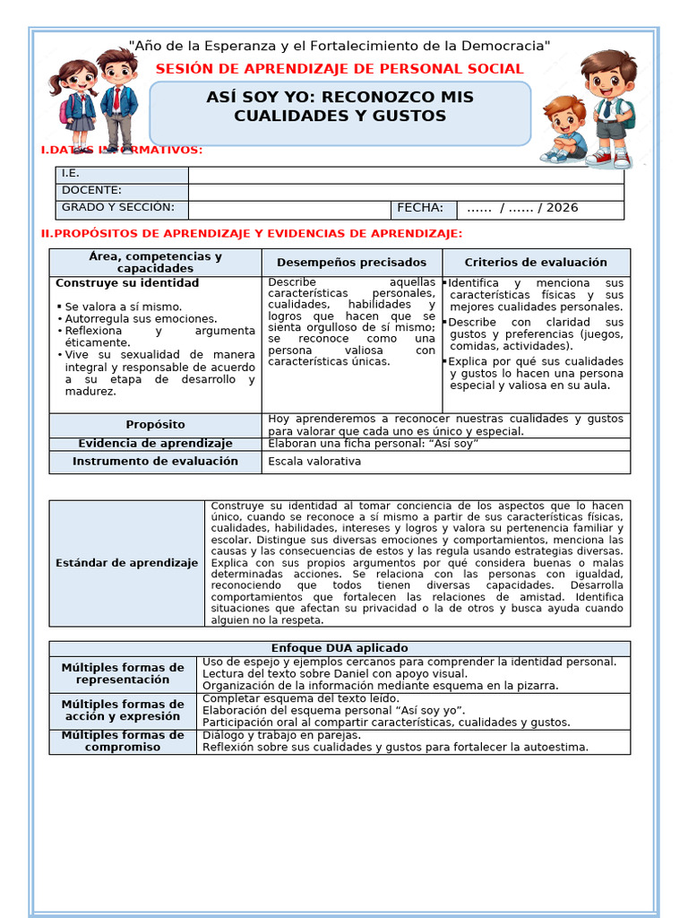 3° SES PS JUE 26 ASI SOY, RECONOZCO MIS CUALIDADES Y GUSTOS | PDF ...