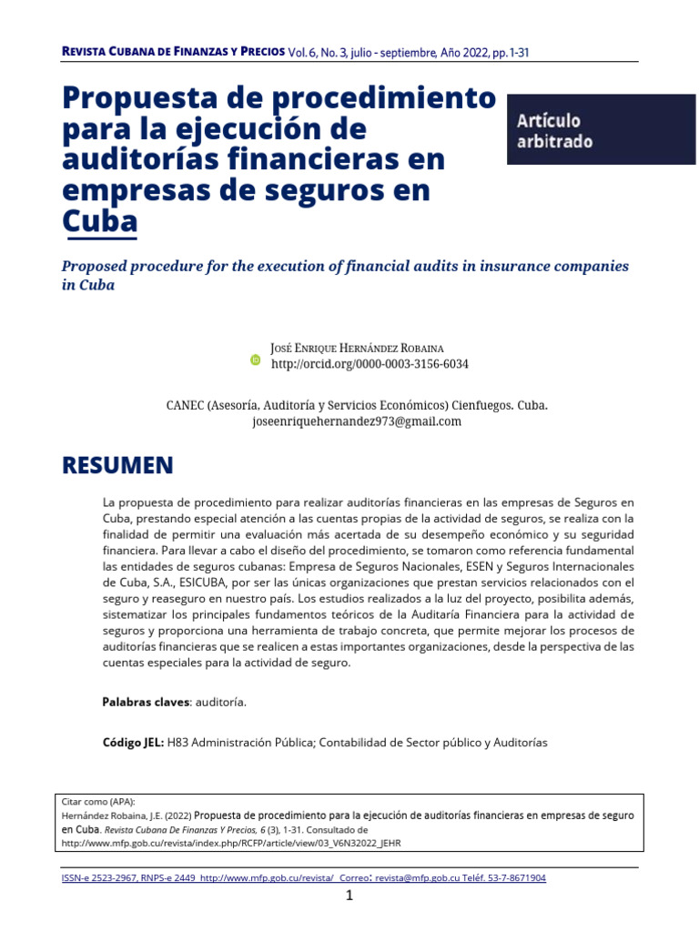03_V6N32022_JEHR | PDF | Estado financiero | Auditoría