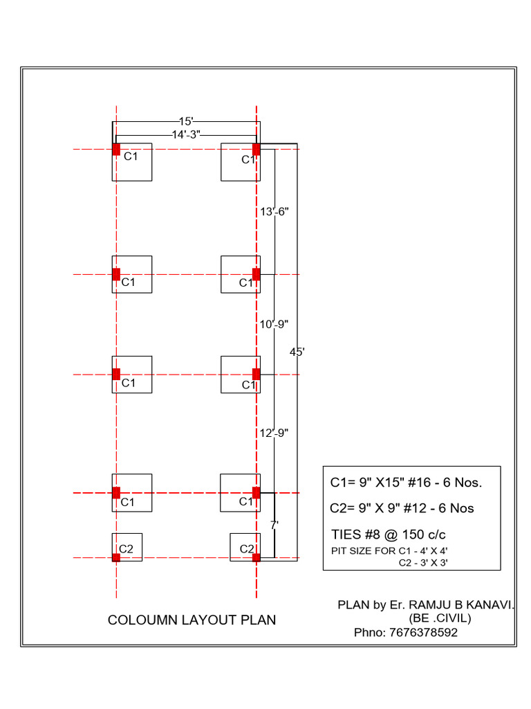 Maqbool t 15'x45' Column Layout Plan | PDF