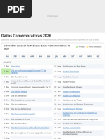 Calendario Completo 2026 Datas Comemorativas | PDF | Comemorações