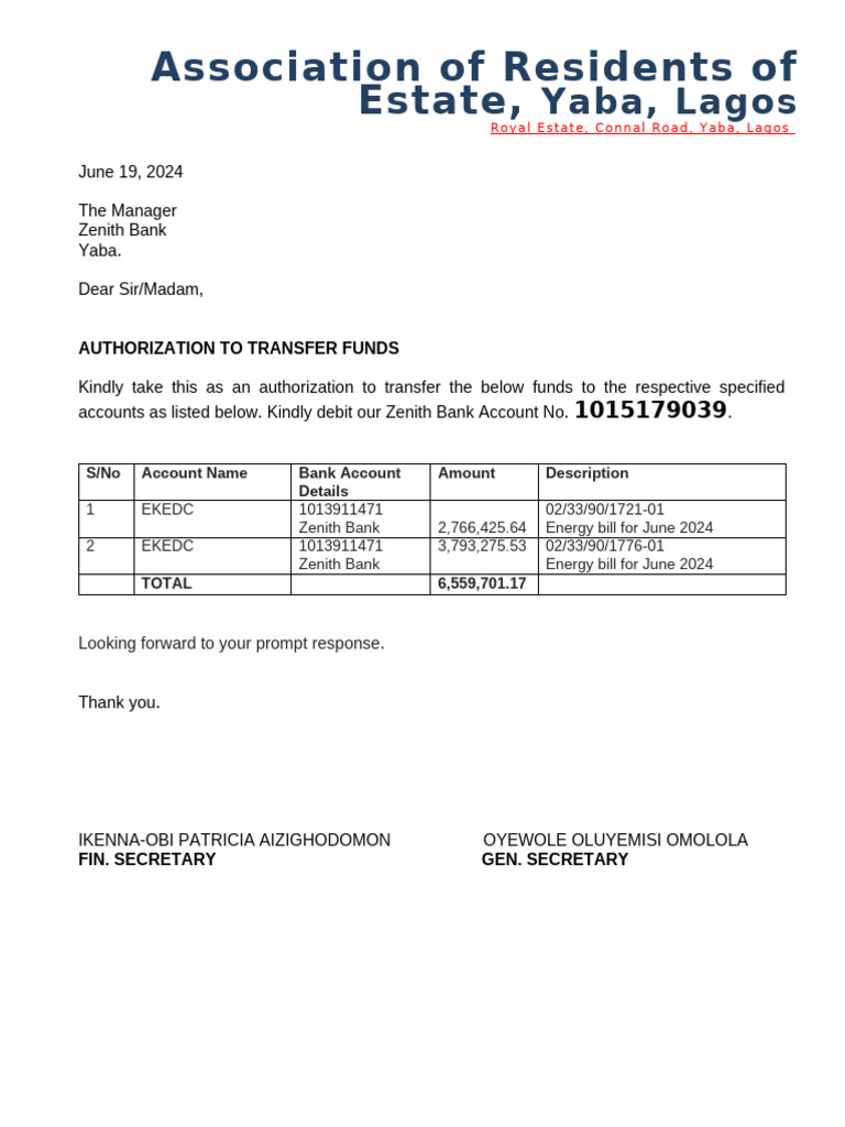 June EKEDC Instruction Letter | PDF