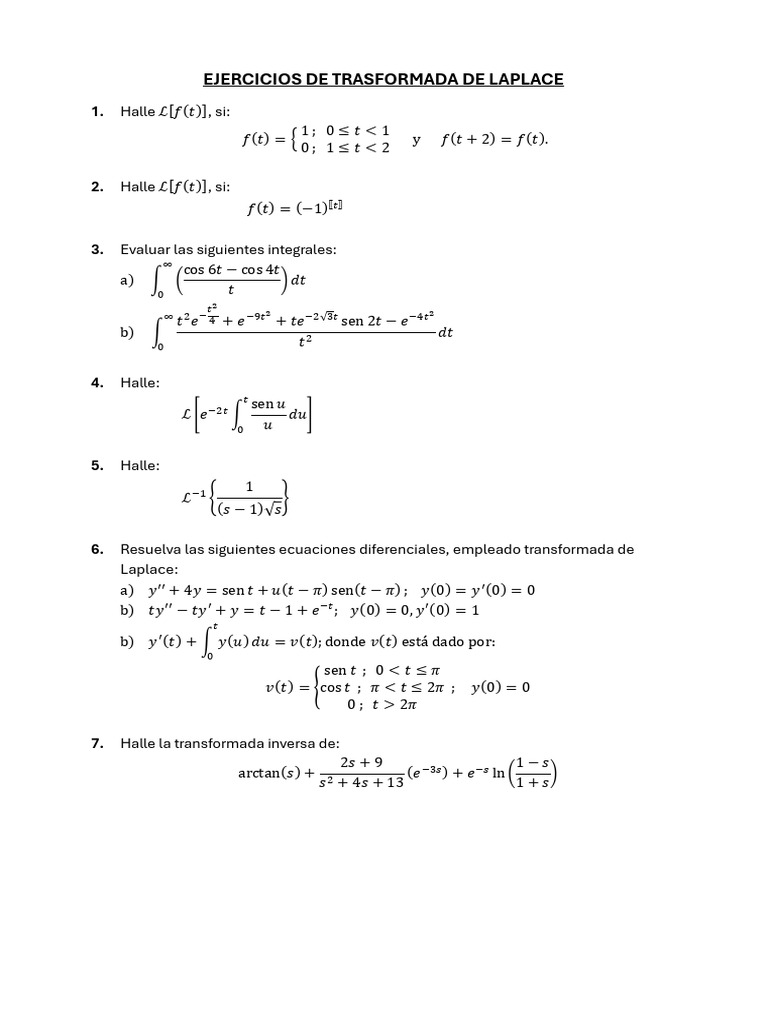 Ejercicios de Trasformada de Laplace | PDF