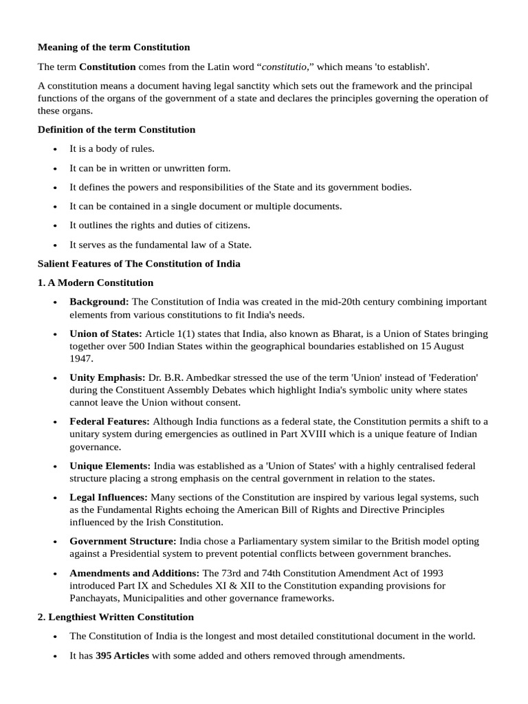 Constitution Notes | PDF
