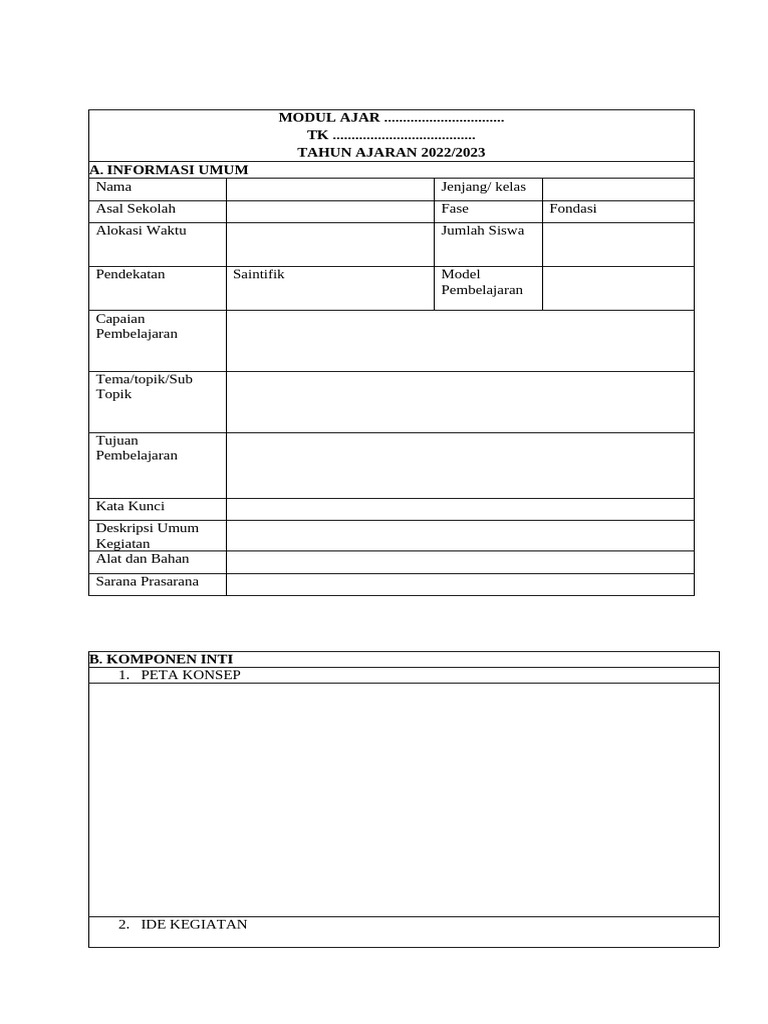 Form Modul Ajar Dan RPP | PDF