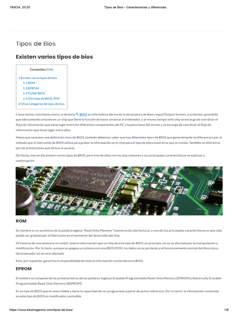 Tipos de Bios - Caracteristicas y Diferencias | PDF | Bios | Interfaces ...