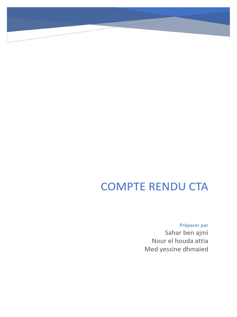 Compte Rendu de TP CTA2 | PDF