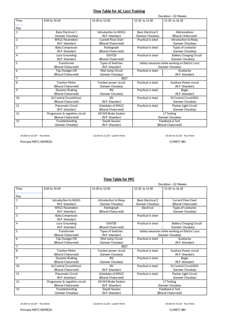 AC Time Table1 | PDF | Vehicles | Electric Power