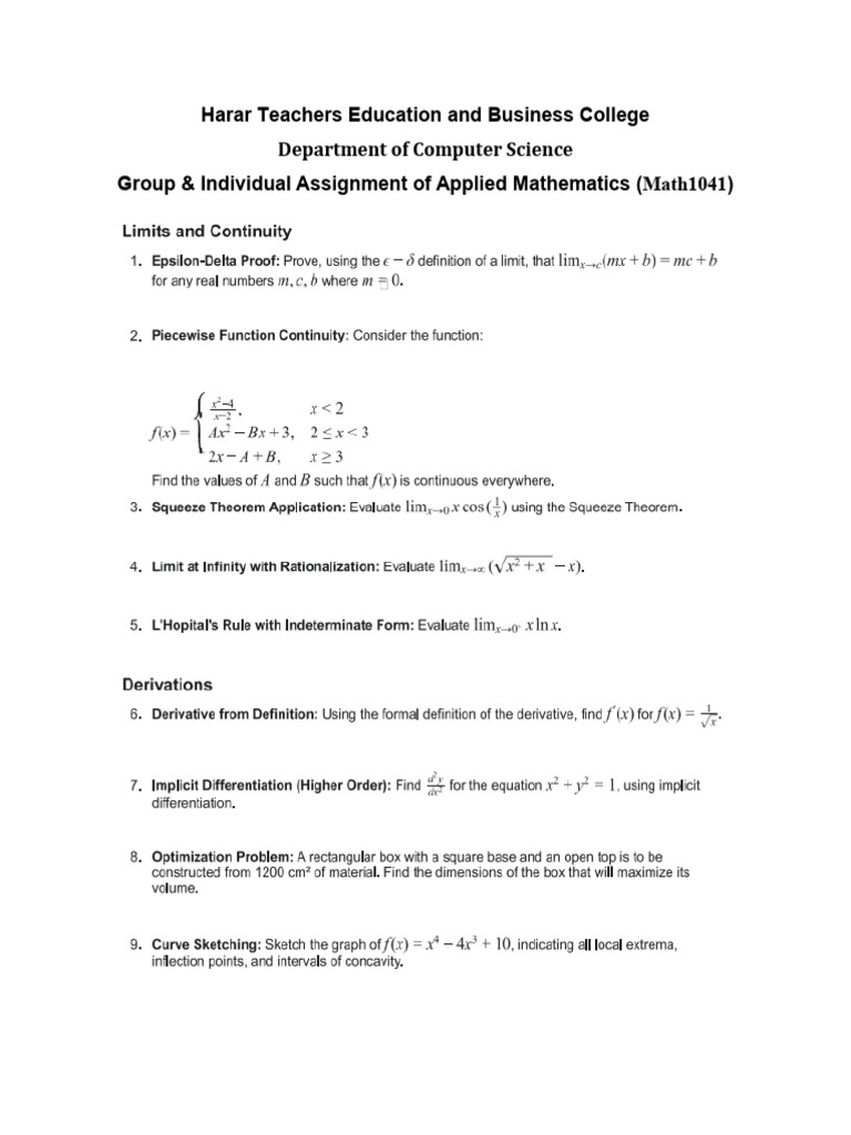 Applied Mathematics Assignment | PDF