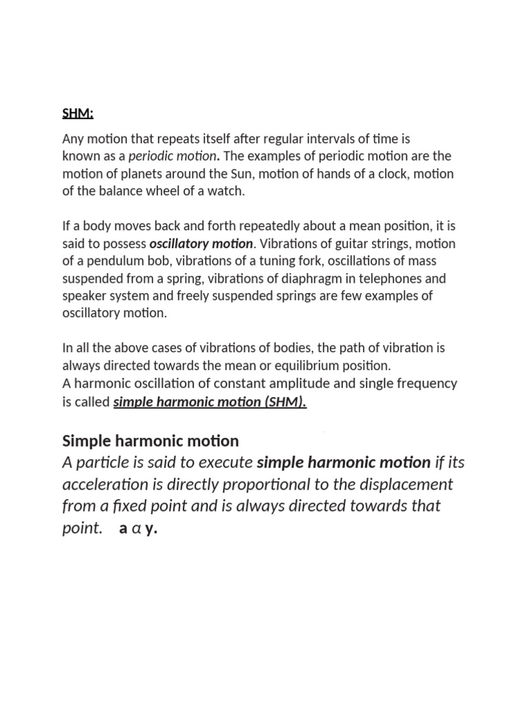 Simple Harmonic Motion | PDF | Oscillation | Pendulum