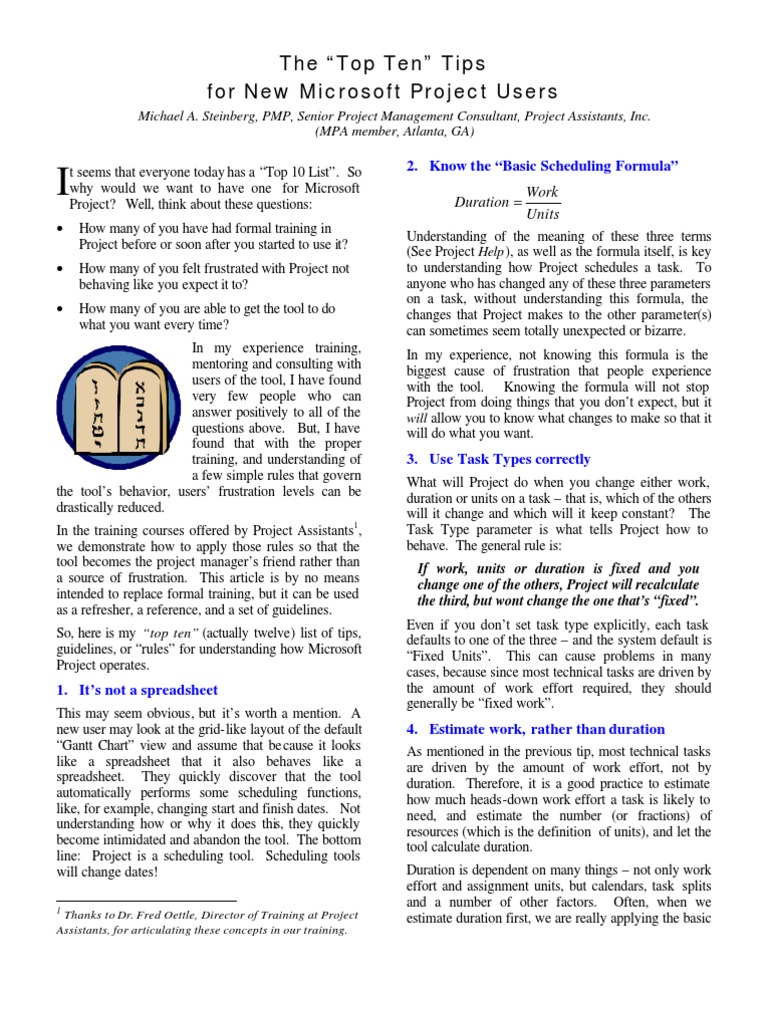 Top Ten Tips For MS Project | PDF | Business