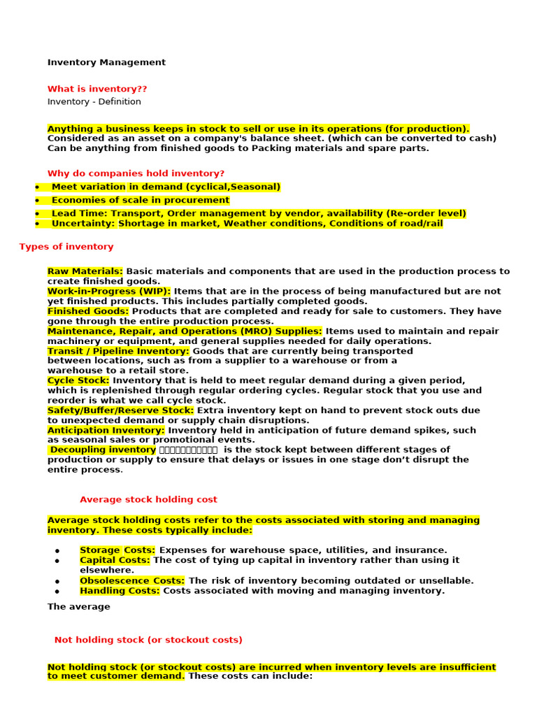 Inventory Management | PDF | Inventory | Forecasting