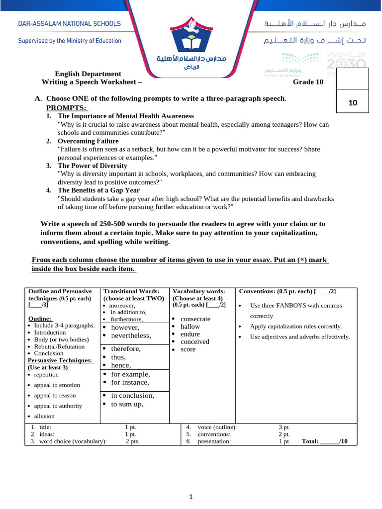 G10 - Speech - Writing Form | PDF