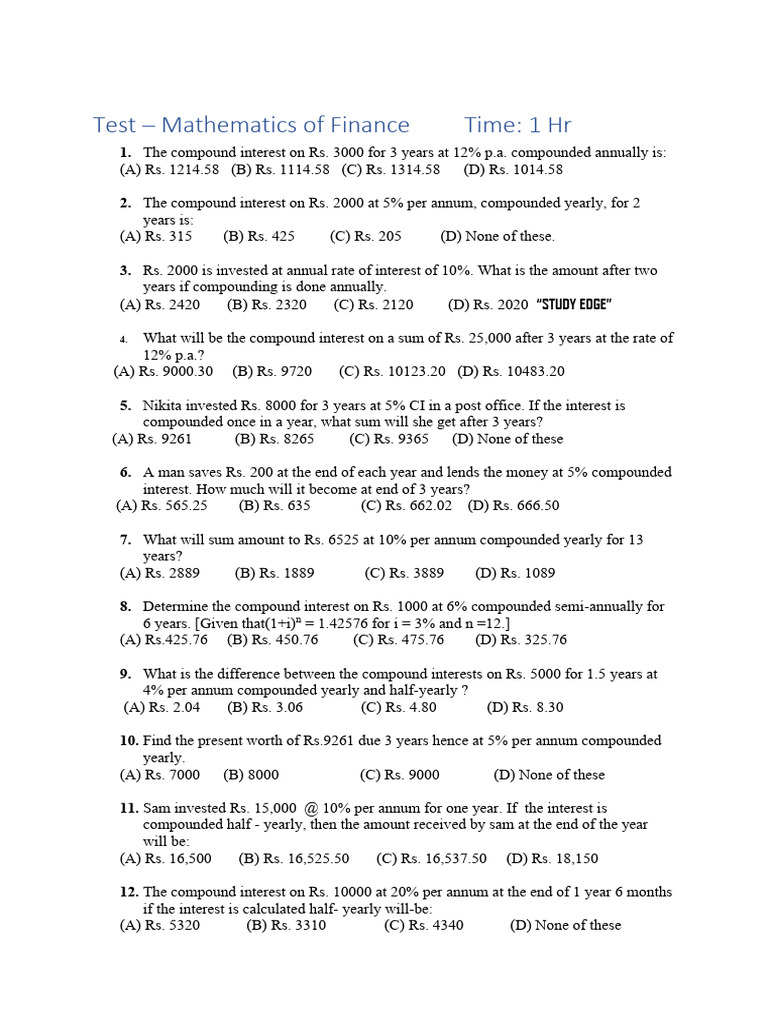 TVM Test | PDF | Present Value | Interest