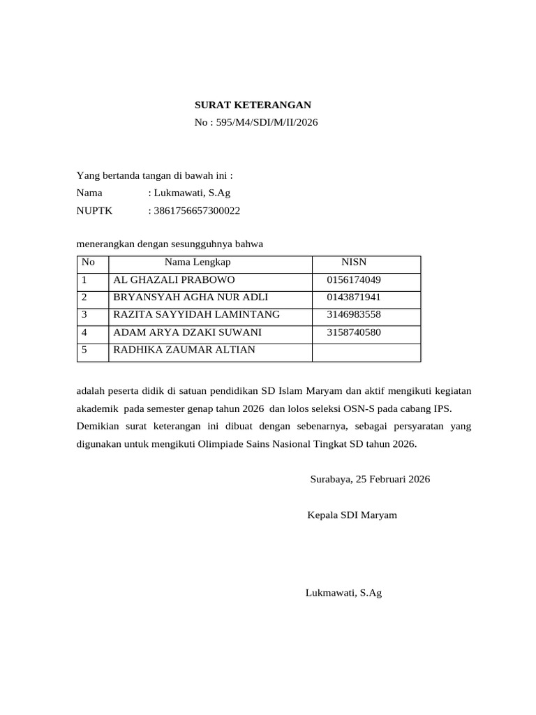 Surat Keterangan IPS | PDF