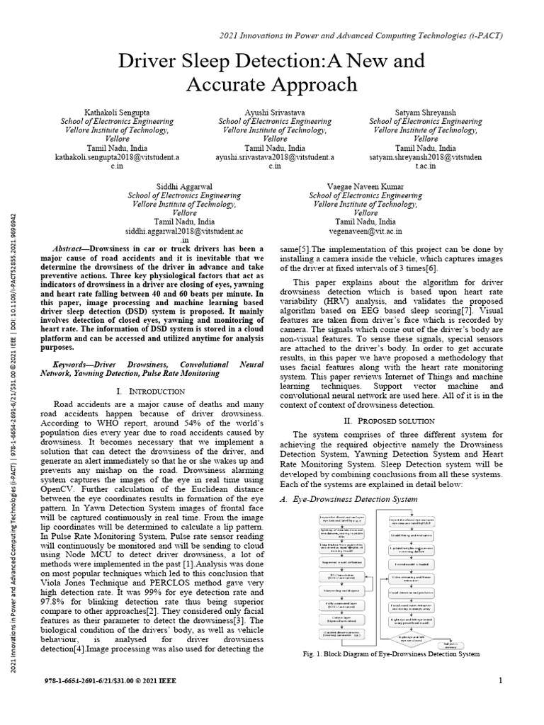 Driver Sleep DetectionA New and Accurate Approach | PDF | Applied ...