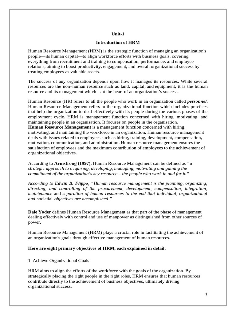 HRM notes 2.5 units | PDF | Human Resource Management | Human Resources