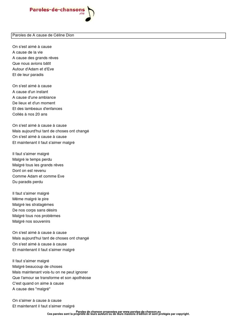 Celine Dion Jirai Ou Tu Iras Paroles Céline Dion | PDF | Don Quichotte | Amour