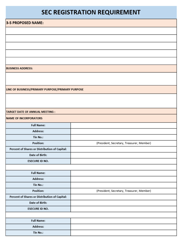 Sec Registration Form (Normal Corporation) | PDF