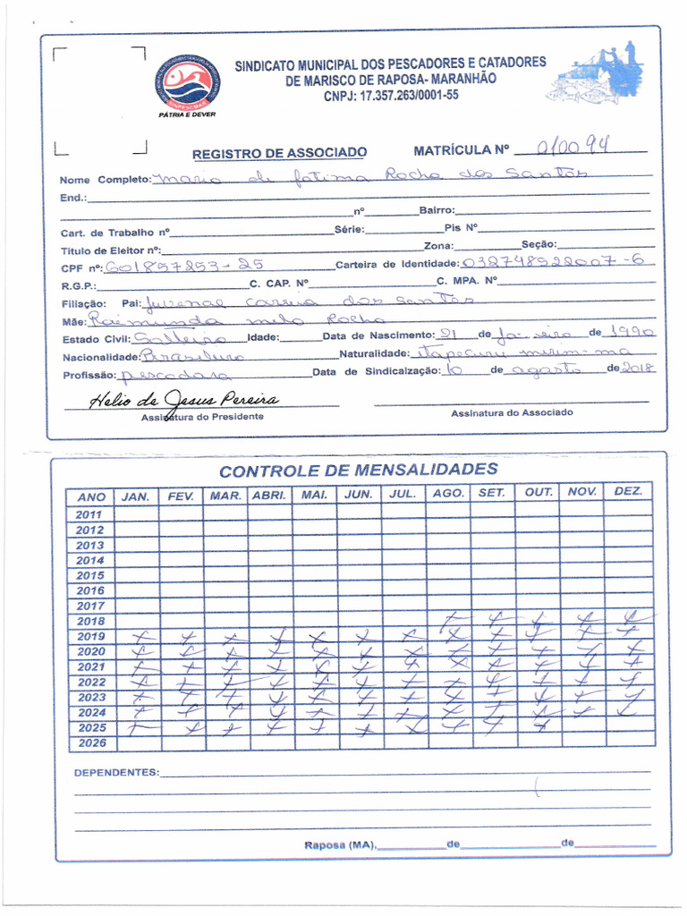Ficha de Associado | PDF