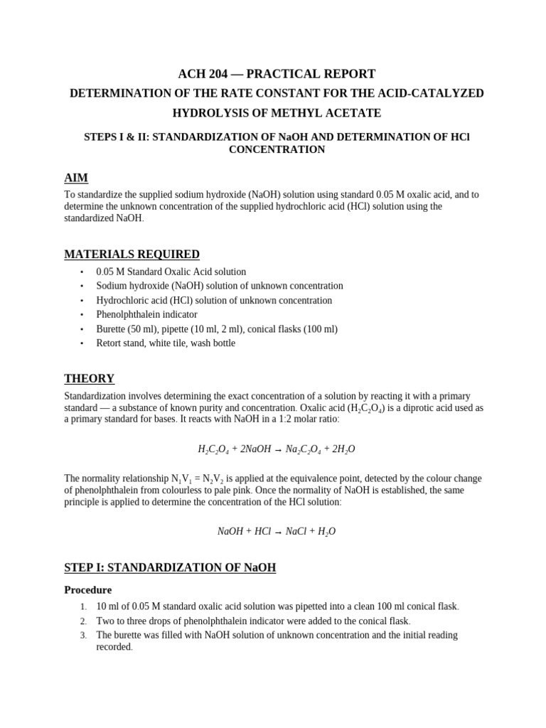 Report1 Steps I and II | PDF | Titration | Chemistry