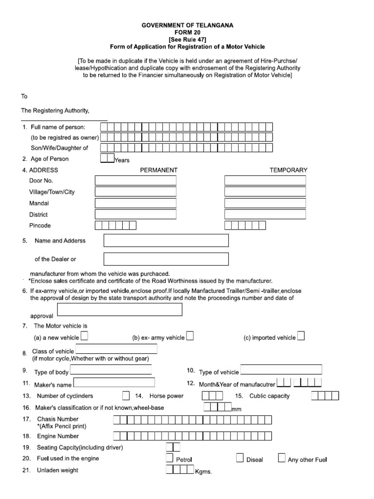 rto form | PDF