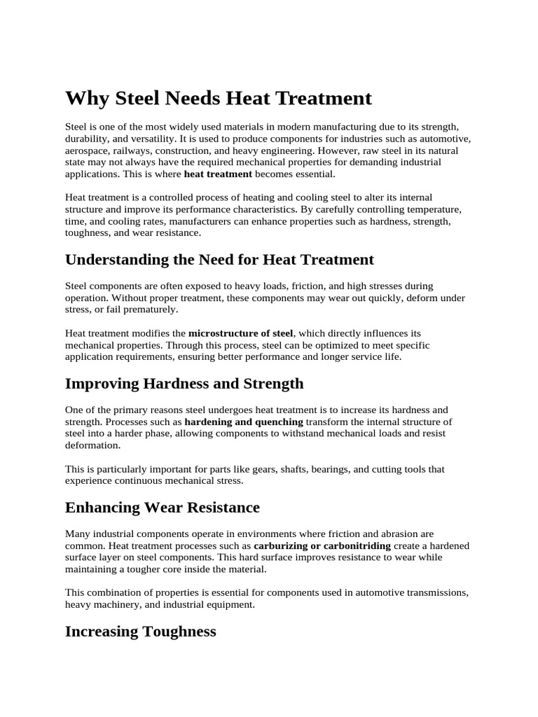 Why Steel Needs Heat Treatment | PDF | Heat Treating | Steel