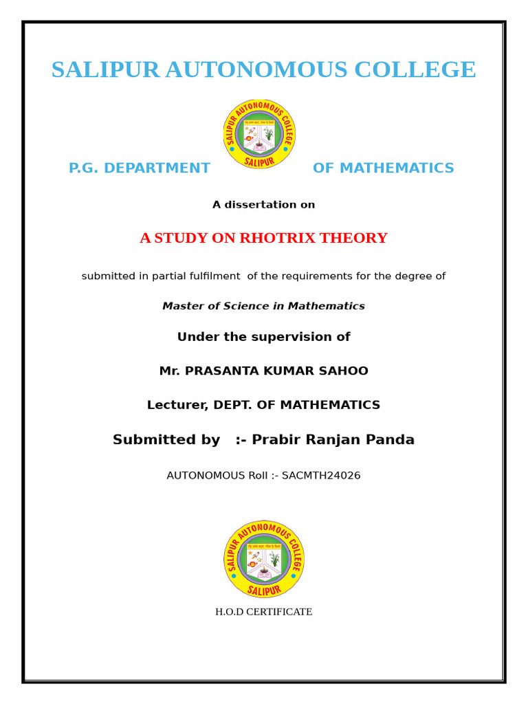 Project Format Front | PDF | Thesis | Science