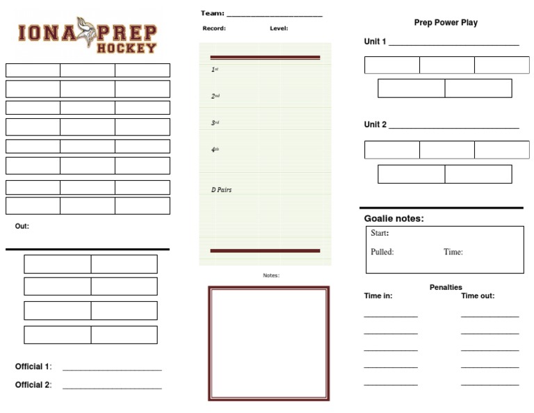 Prep Line Up Blank Game Card | PDF | Career & Growth
