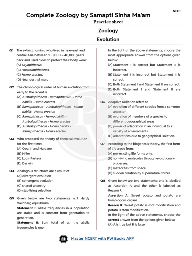 69a16651c467b6bbc79aa716 ## Evolution Practice Sheet | PDF | Homo ...