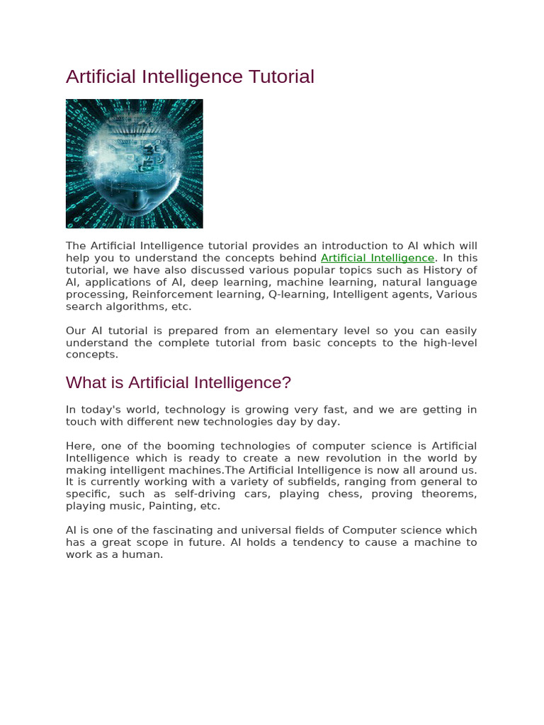 Artificial Intelligence Tutorial | PDF | Artificial Intelligence ...