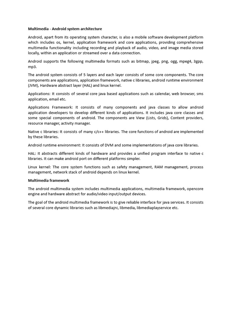 Multimedia-Android System Architecture.docx | PDF | Android (Operating ...