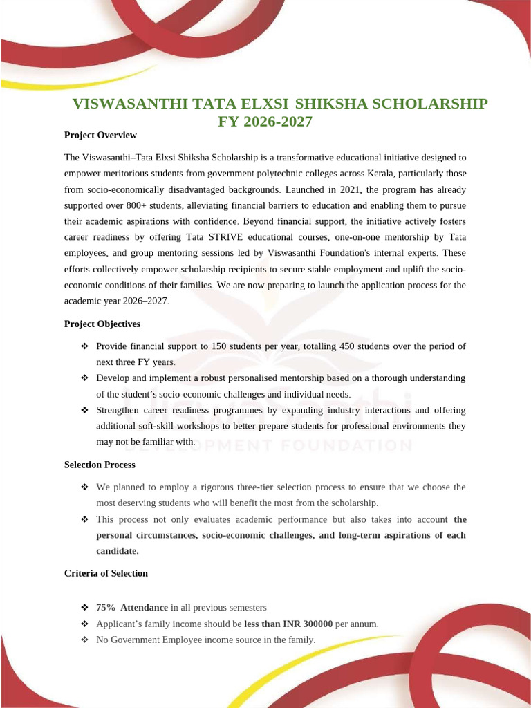 Project_Details and Selection Criteria 2026-27 | PDF | Mentorship