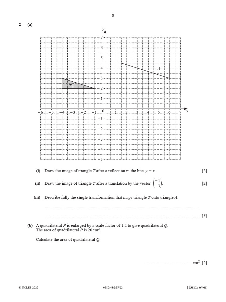 IGCSE Math 0580 Transformation 22-23-24 25 QP | PDF | Shape | Area