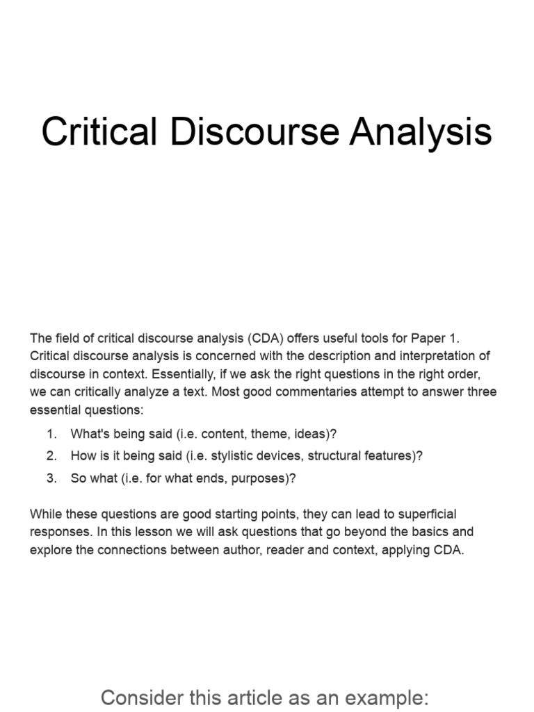Lens 2_ Critical Discourse Analysis | PDF
