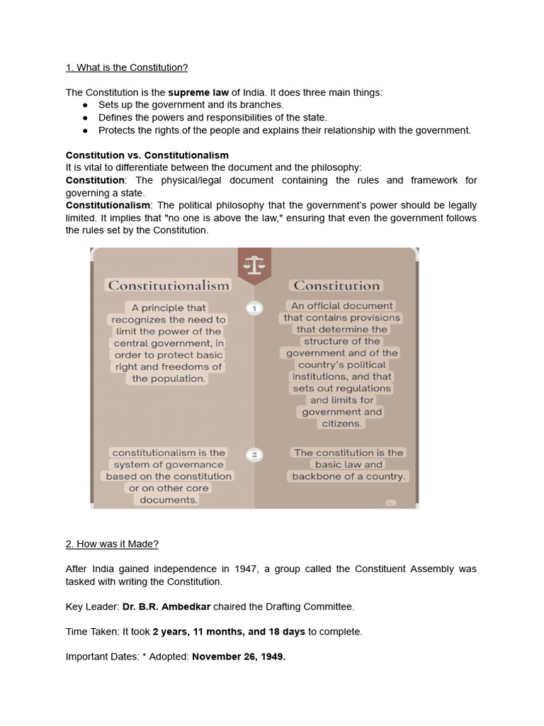 Indian constitution part 1 | PDF
