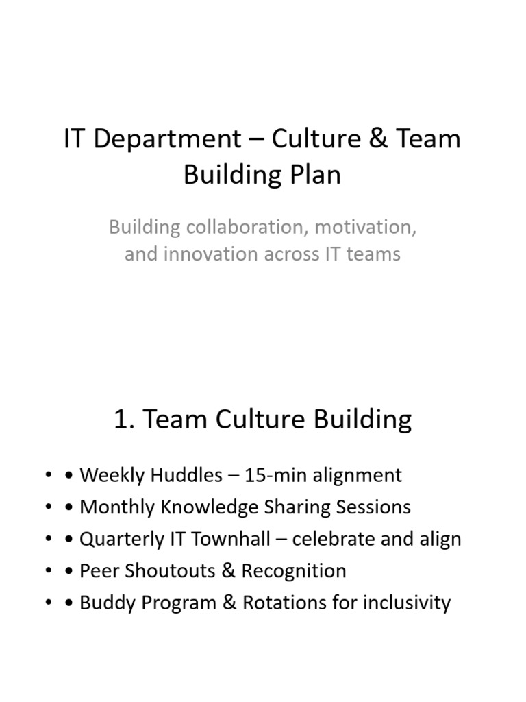IT Culture Team Building Plan | PDF