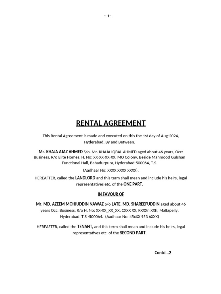 RENTAL AGREEMENT-Ground Floor - Revised | PDF | Leasehold Estate | Landlord
