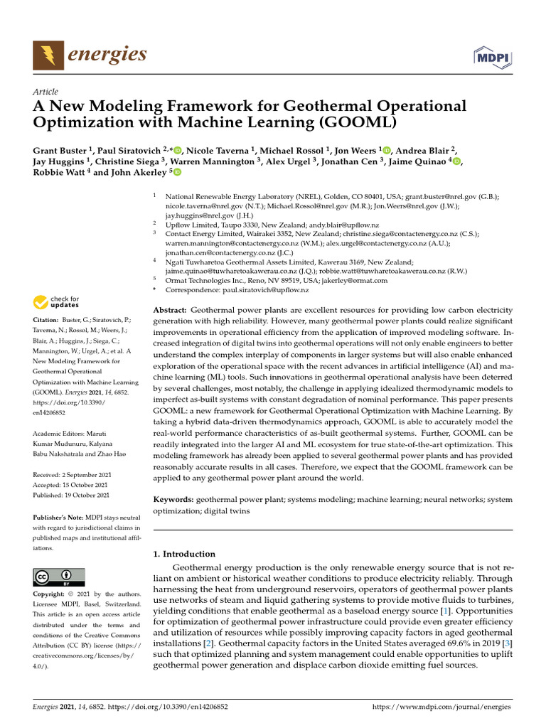 A New Modeling Framework for Geothermal Operational Optimization With ...