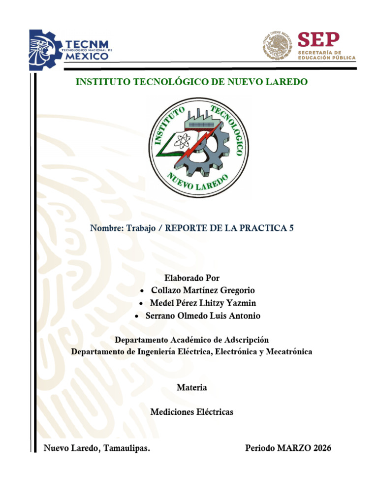 Reporte de La Practica 5 | PDF | Ingenieria Eléctrica | Fenomeno fisico