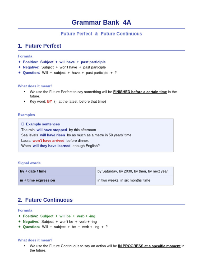 Grammar 4A Future Tenses | PDF