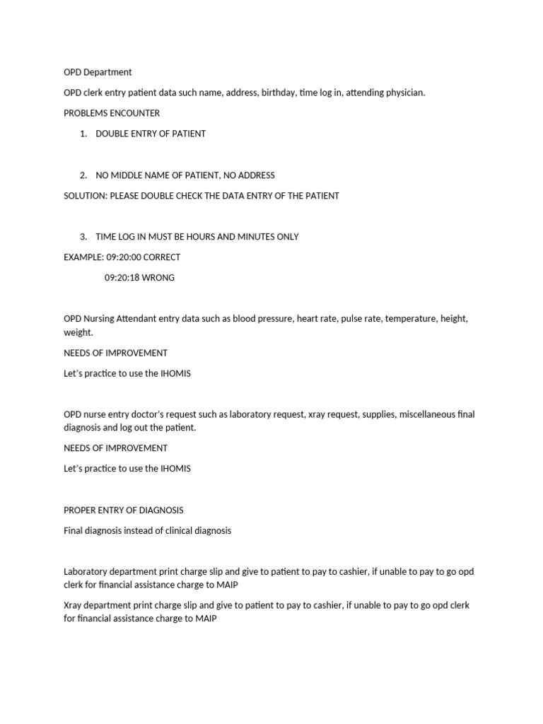 OPD Department FLOW | PDF