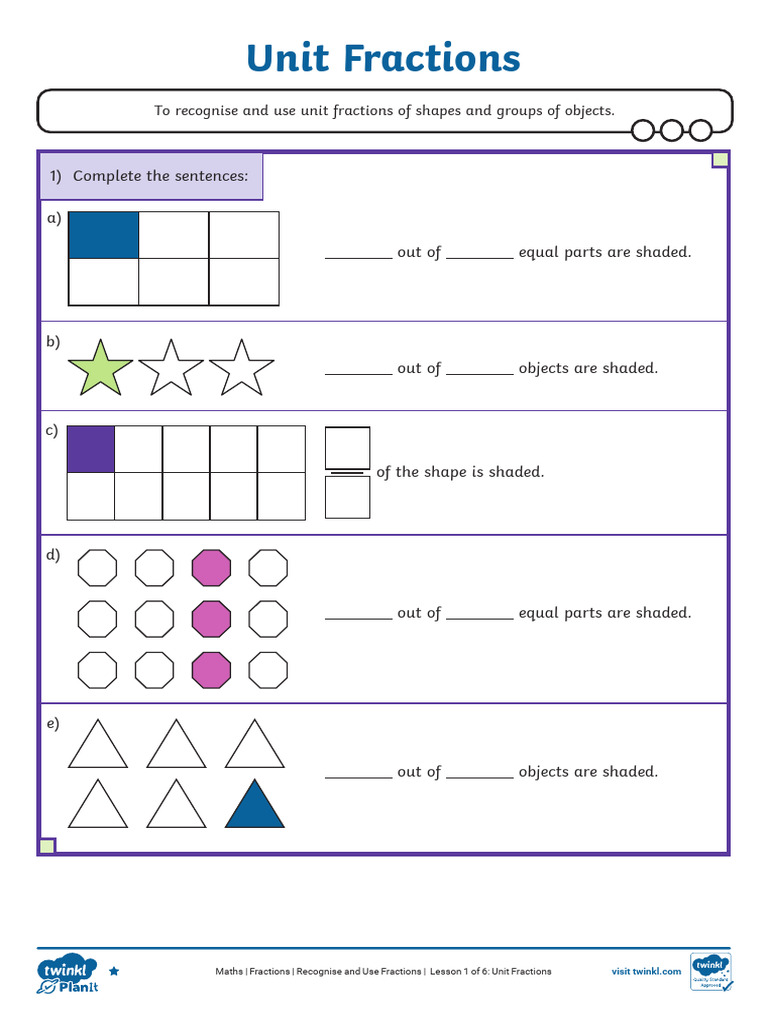 Unit Fractions Activity Sheet-หน้า | PDF
