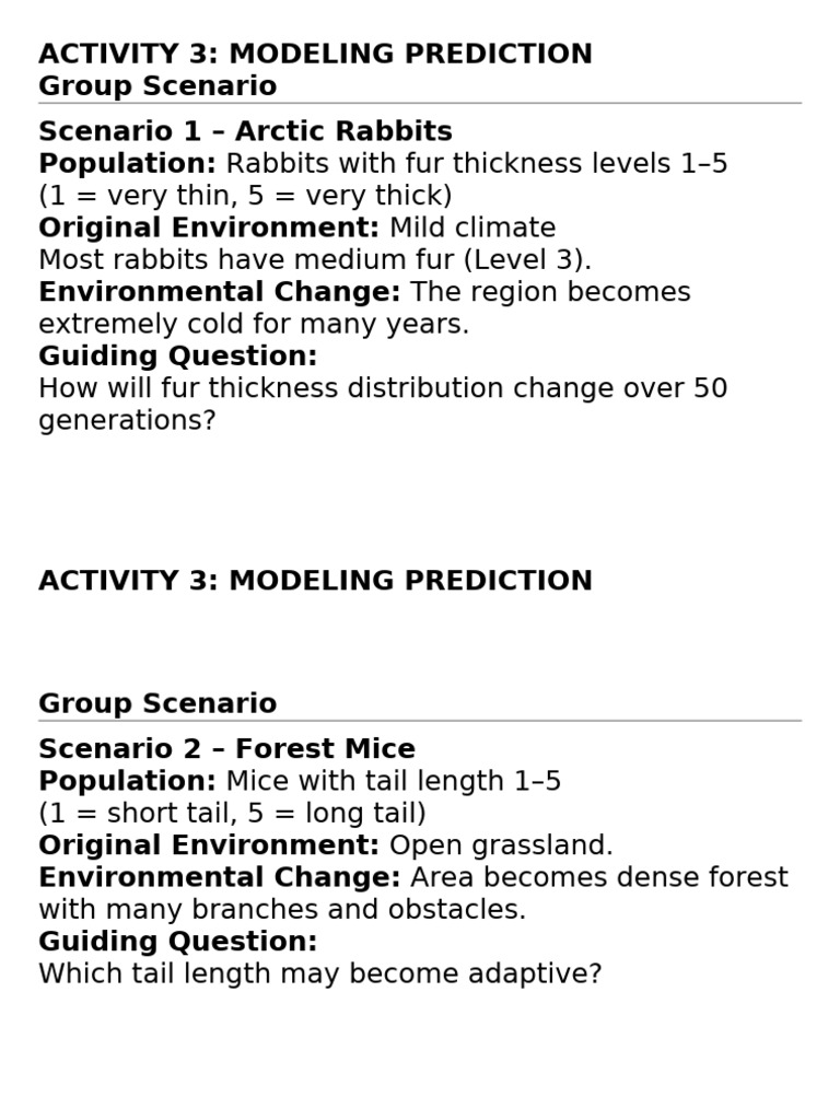 Group Activity - Natural Selection Scenario | PDF