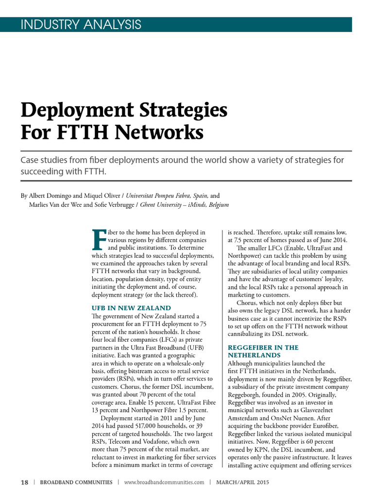 Deployment Strategies for FTTH Networks | PDF | Fiber To The X ...