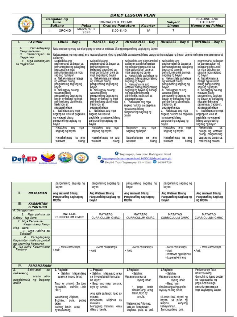 DLL-Format-2025-2026-GMRC-Subject-Final.Colmo, R. | PDF