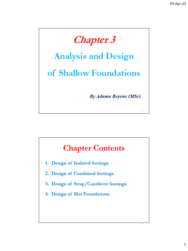 Chapter-3 -Analysis and Design of Shallow Foundations | PDF | Bending ...