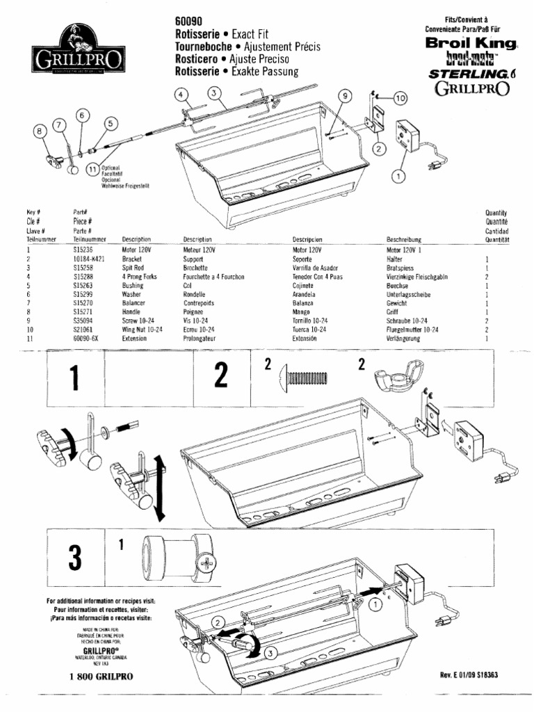 Instructions for GrillPro 60090 Rotisserie Kit